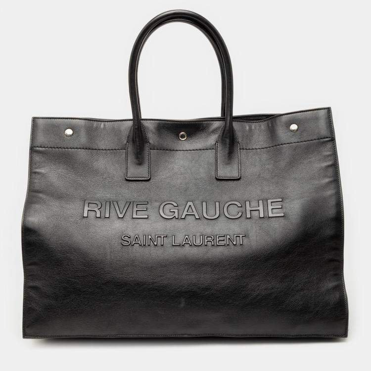 Pre Owned Saint Laurent Paris Black Large Smooth Calfskin Rive Gauche Tote