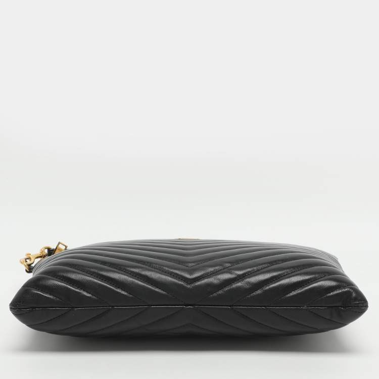 Pre Owned حقيبة جهاز لوحي سان لوران كاساندرا جلد مبطن سوداء