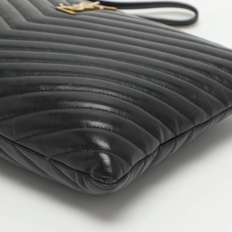 Pre Owned حقيبة جهاز لوحي سان لوران كاساندرا جلد مبطن سوداء