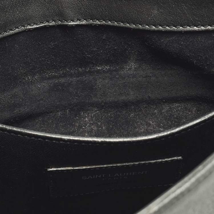 Pre Owned Saint Laurent Kim Tassel Black Leather Crossbody Bag