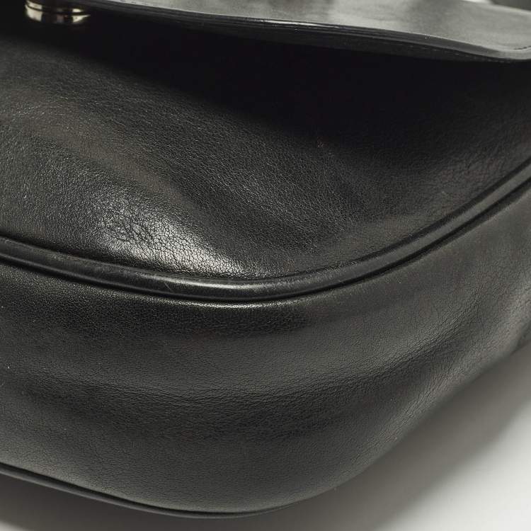 Pre Owned Saint Laurent Kim Tassel Black Leather Crossbody Bag