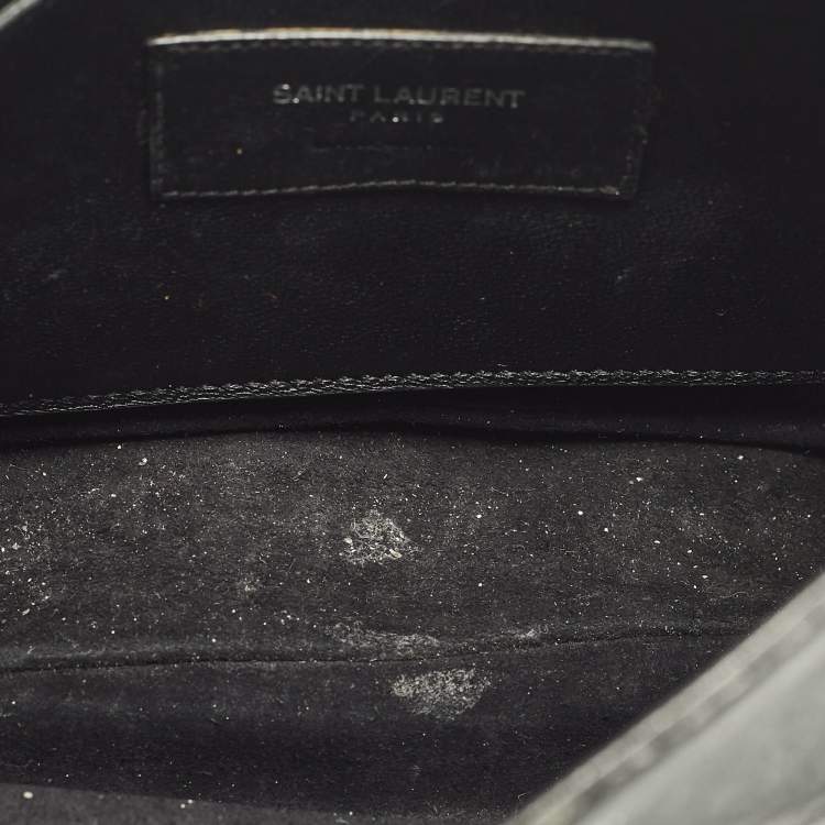 Pre Owned Saint Laurent Kim Tassel Black Leather Crossbody Bag