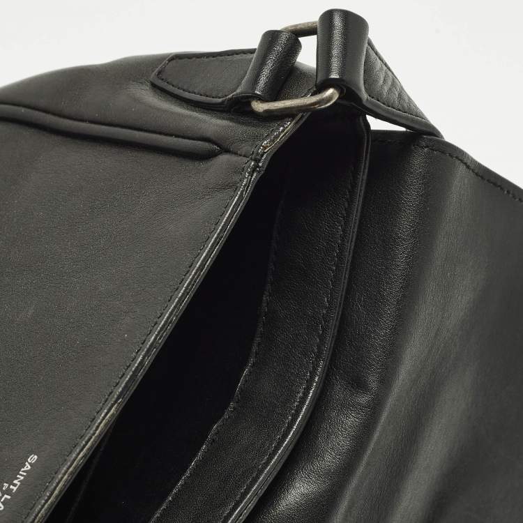 Pre Owned Saint Laurent Kim Tassel Black Leather Crossbody Bag