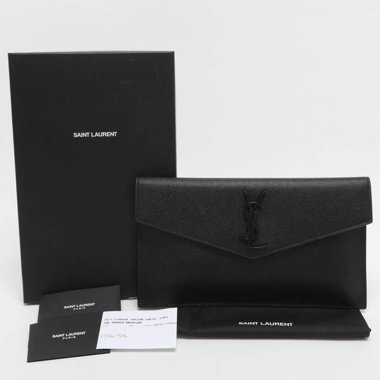 مملوكة مسبقًا Saint Laurent Uptown Black Leather Clutch