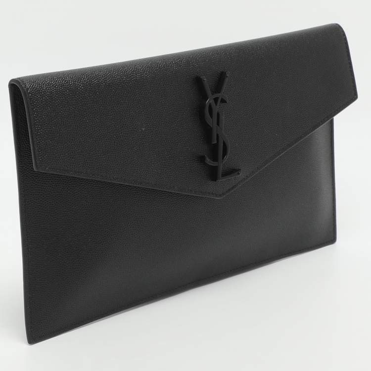 مملوكة مسبقًا Saint Laurent Uptown Black Leather Clutch