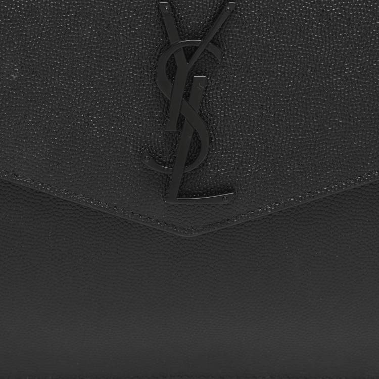 مملوكة مسبقًا Saint Laurent Uptown Black Leather Clutch