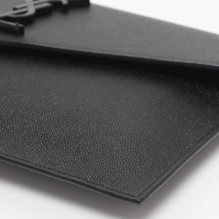مملوكة مسبقًا Saint Laurent Uptown Black Leather Clutch