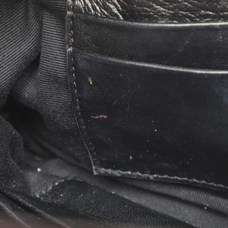 Pre Owned Saint Laurent Paris Monogram College Burgundy Chevron Quilted Leather Wallet On Chain