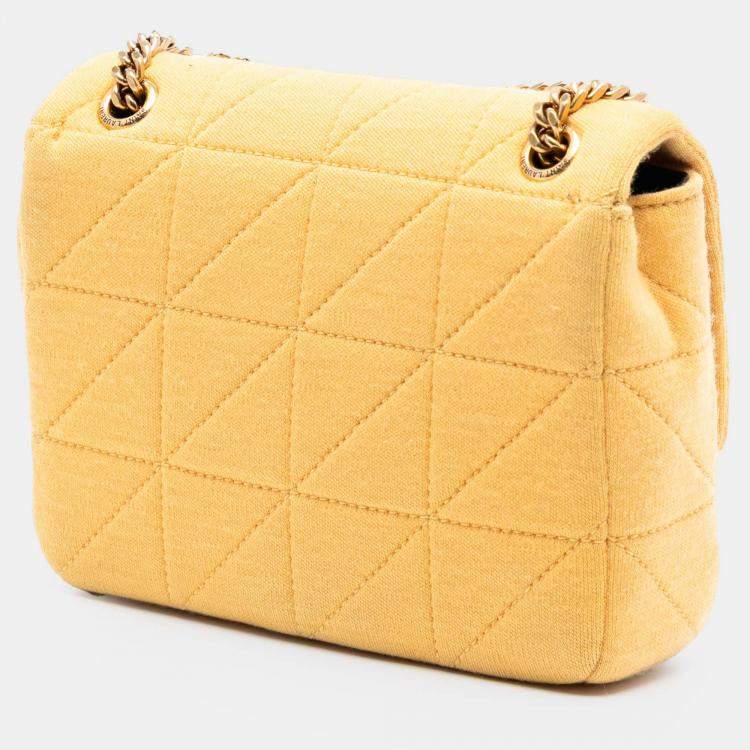 Pre Owned Saint Laurent Paris Yellow Mini Jersey Wool Patchwork Jamie Crossbody
