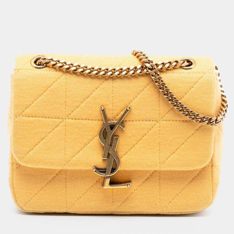 Pre Owned Saint Laurent Paris Yellow Mini Jersey Wool Patchwork Jamie Crossbody