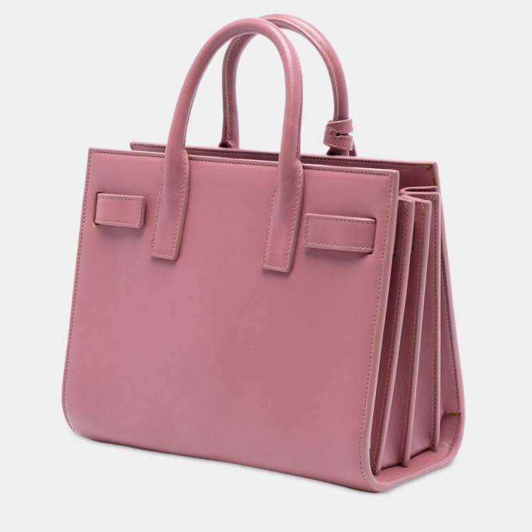 Pre Owned Saint Laurent Paris Pink Nano Leather Sac De Jour Satchel