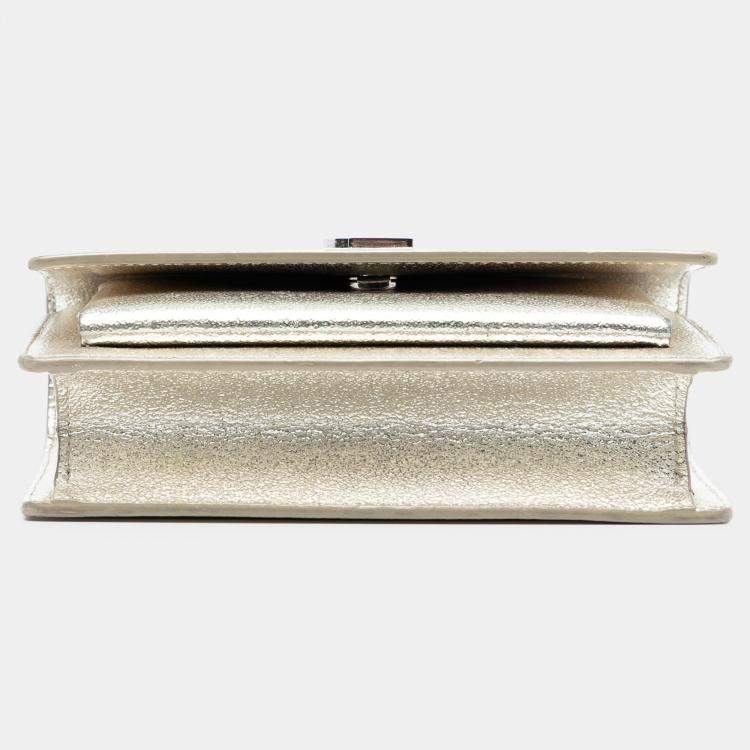 مملوكة مسبقًا Saint Laurent Paris Gold Metallic Calfskin Monogram Sunset Wallet on Chain