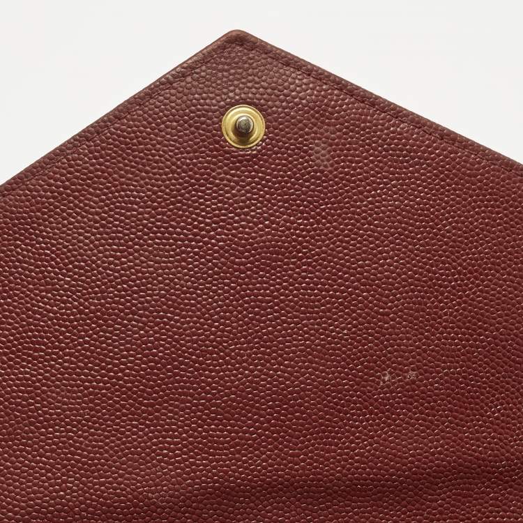 Pre Owned محفظة بسلسلة سان لوران كاساندر جلد ماتلاسيه أحمر