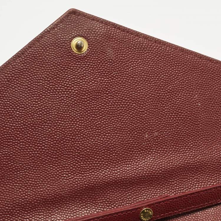 Pre Owned محفظة بسلسلة سان لوران كاساندر جلد ماتلاسيه أحم ر