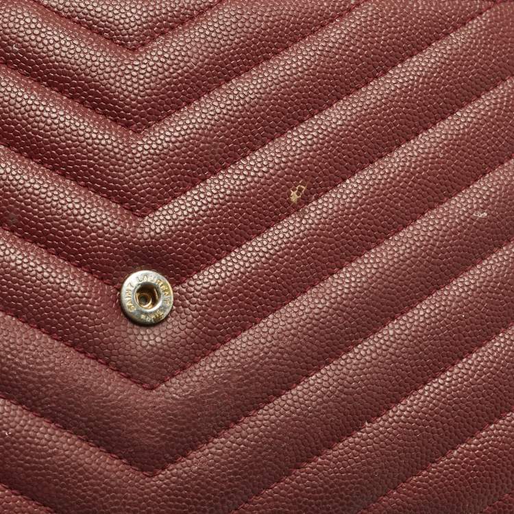 Pre Owned محفظة بسلسلة سان لوران كاساندر جلد ماتلاسيه أحمر