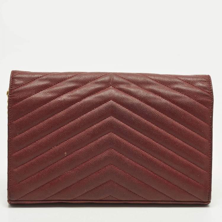 Pre Owned محفظة بسلسلة سان لوران كاساندر جلد ماتلاسيه أحمر