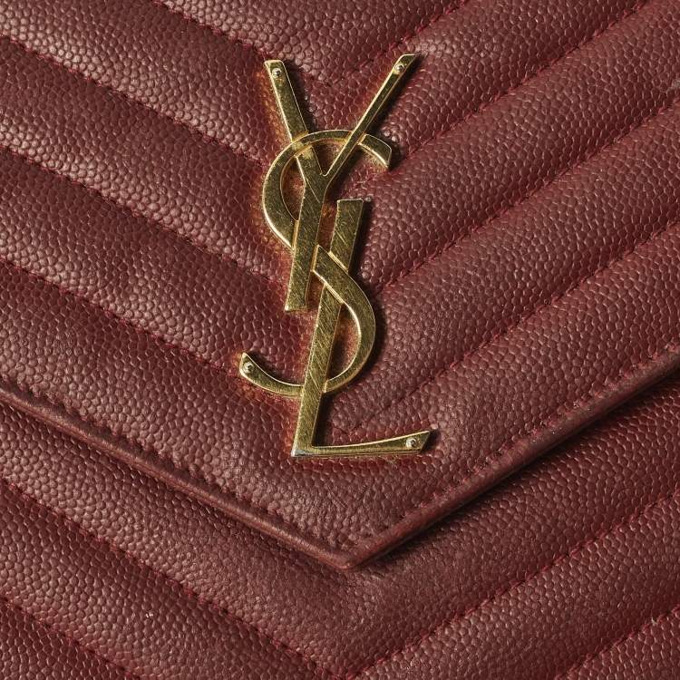 Pre Owned محفظة بسلسلة سان لوران كاساندر جلد ماتلاسيه أحمر