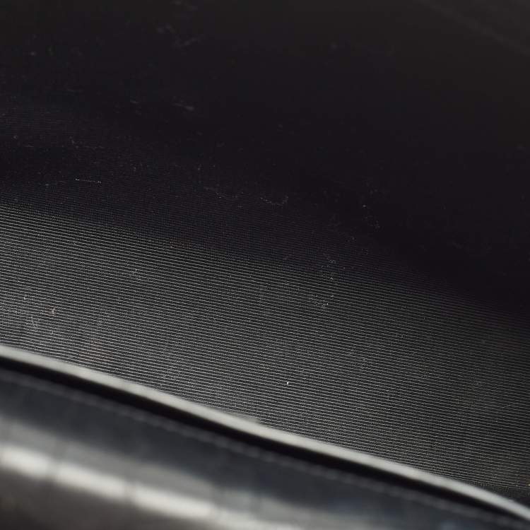 Pre Owned Saint Laurent Kate Large Black Croc Embossed Leather Flap Shoulder Bag