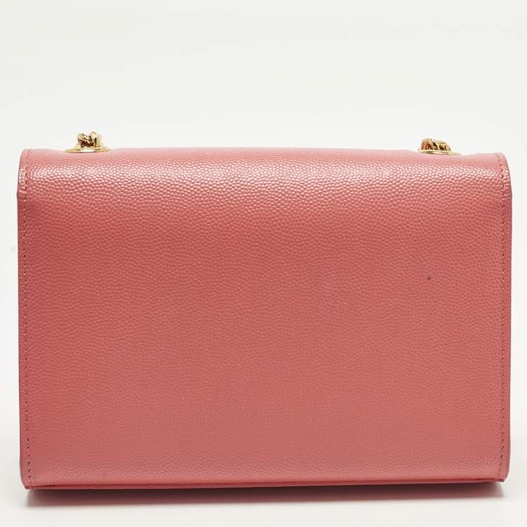 Pre Owned Saint Laurent Kate Small Coral Pink Leather Shoulder Bag
