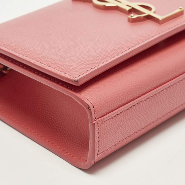 Pre Owned Saint Laurent Kate Small Coral Pink Leather Shoulder Bag