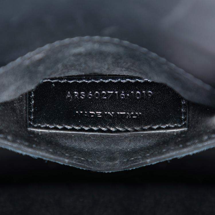 Pre Owned Saint Laurent Paris Black Brown Mini Suede Leopard Print Monogram Cassandra Top Handle Bag