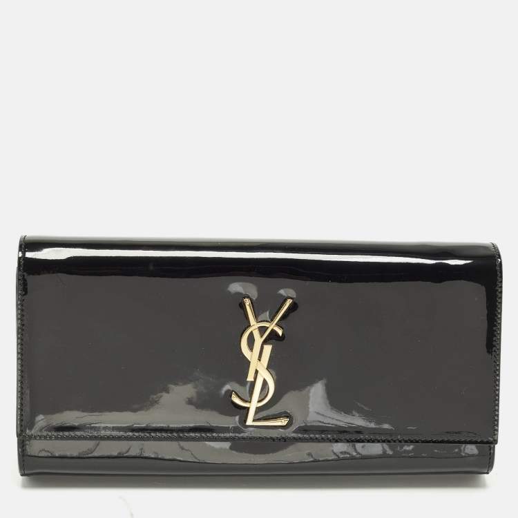 Pre Owned Saint Laurent Cassandre Black Patent Leather Clutch
