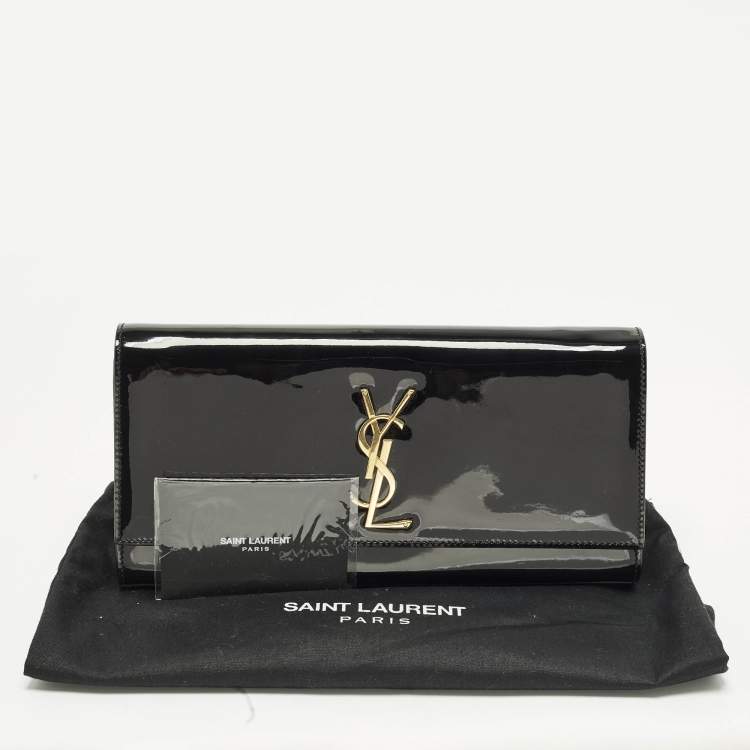 Pre Owned Saint Laurent Cassandre Black Patent Leather Clutch