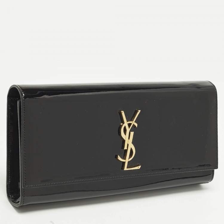Pre Owned Saint Laurent Cassandre Black Patent Leather Clutch