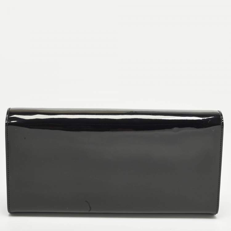 Pre Owned Saint Laurent Cassandre Black Patent Leather Clutch