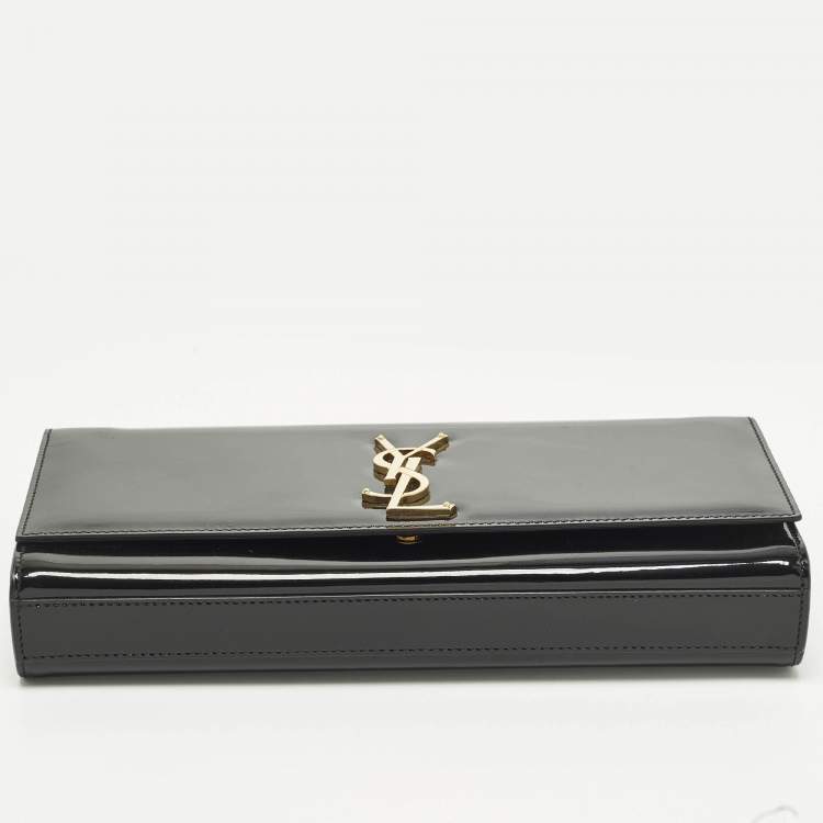 Pre Owned Saint Laurent Cassandre Black Patent Leather Clutch