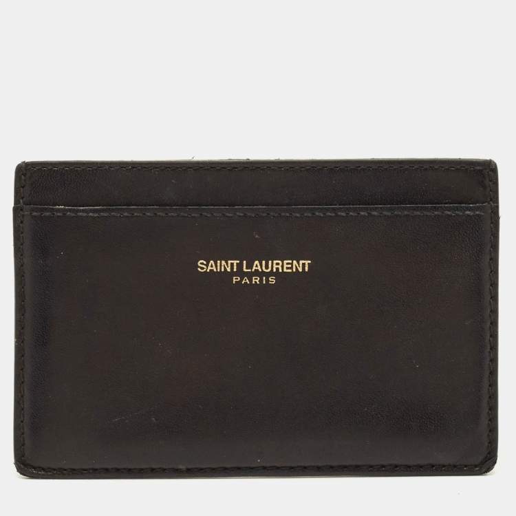 Pre Owned Saint Laurent Black Leather Card Holder