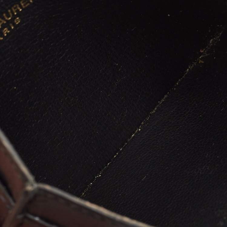 Pre Owned Saint Laurent Black Leather Card Holder
