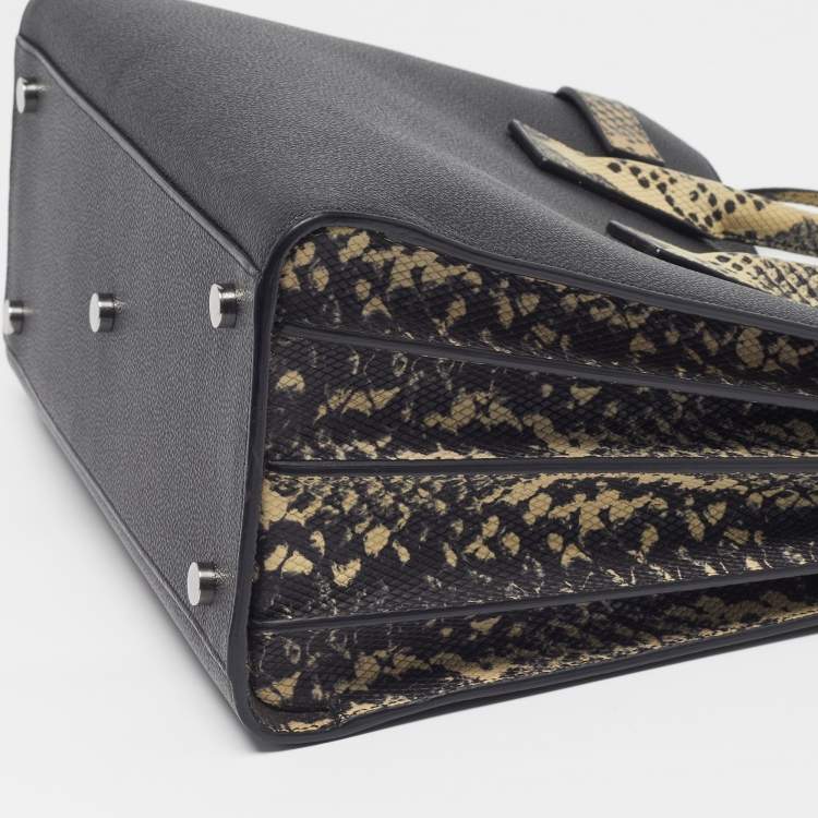 Pre Owned Saint Laurent Classic Sac De Jour Small Black/Cream Leather and Python Embossed Tote