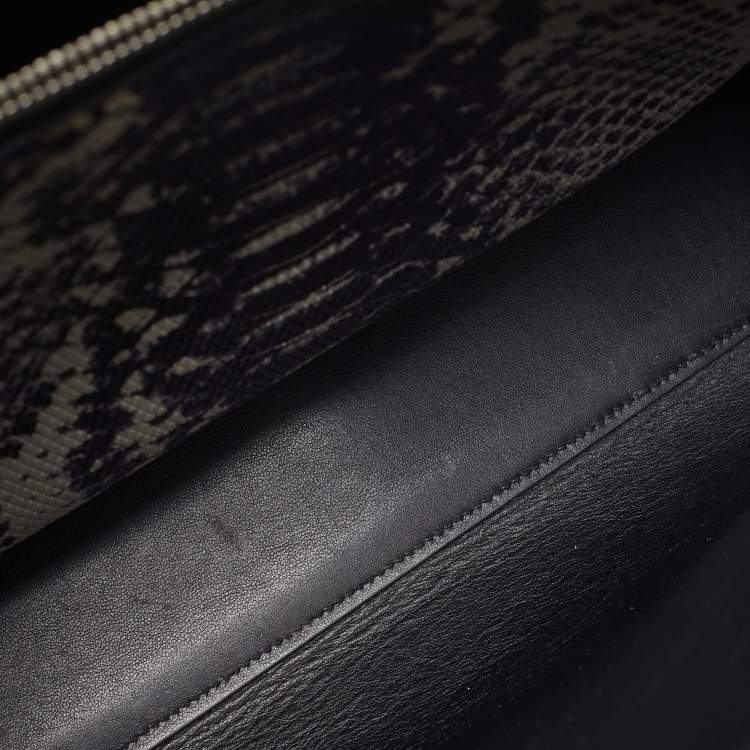 Pre Owned Saint Laurent Classic Sac De Jour Small Black/Cream Leather and Python Embossed Tote