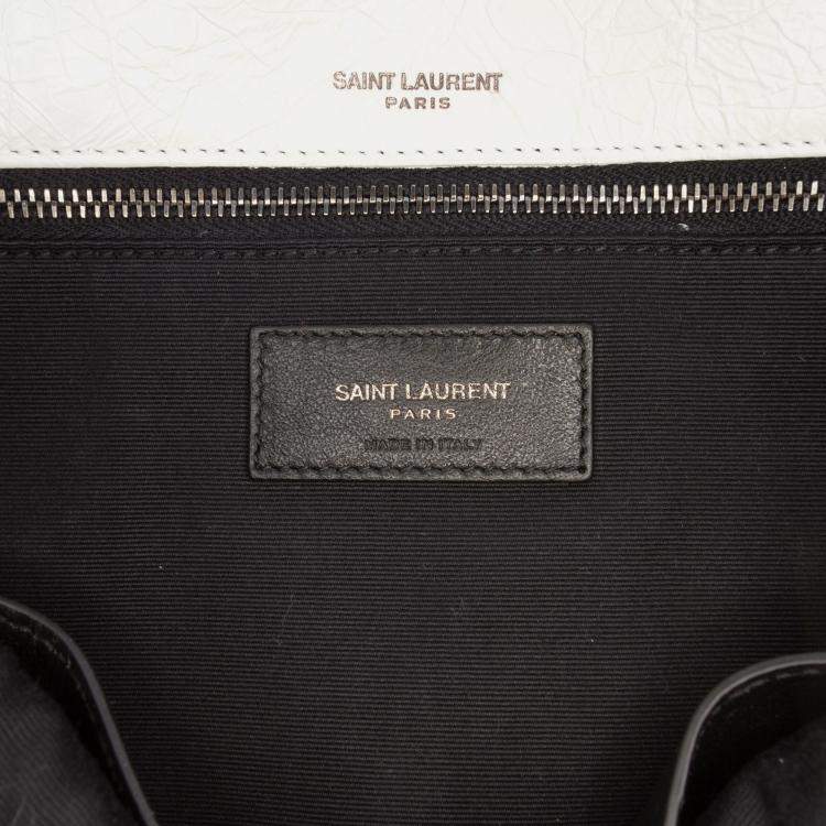Pre Owned Saint Laurent Paris White Medium Crinkled Calfskin Niki