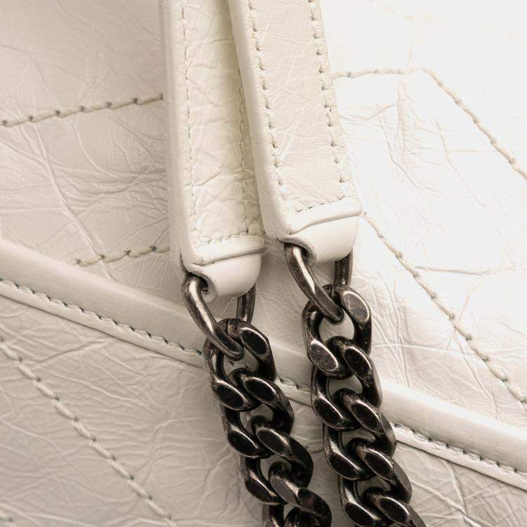 Pre Owned Saint Laurent Paris White Medium Crinkled Calfskin Niki