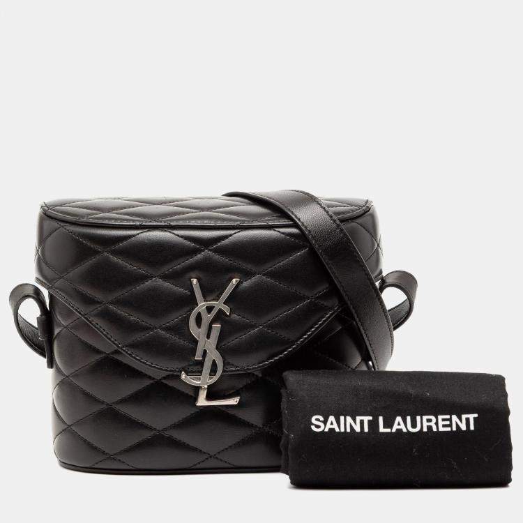 Pre Owned Saint Laurent Paris Black Quilted Lambskin Monogram June Box Bag