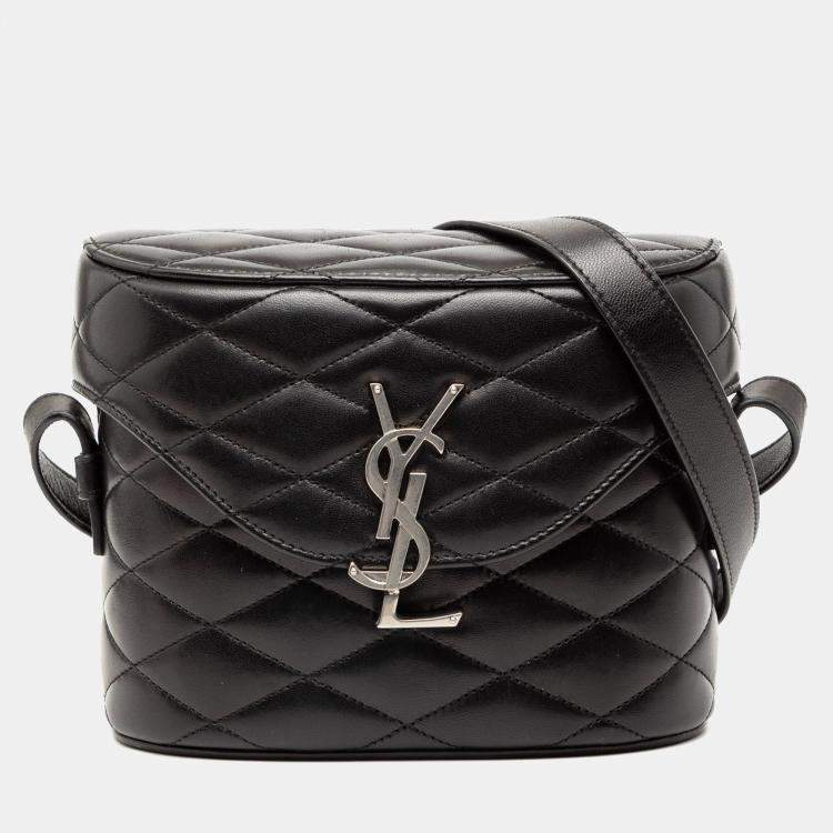 Pre Owned Saint Laurent Paris Black Quilted Lambskin Monogram June Box Bag