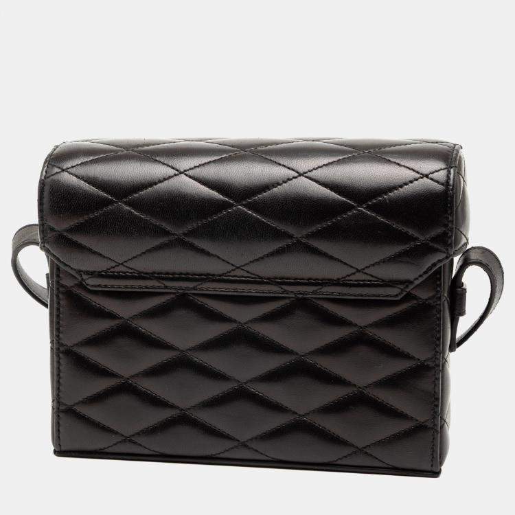 Pre Owned Saint Laurent Paris Black Quilted Lambskin Monogram June Box Bag
