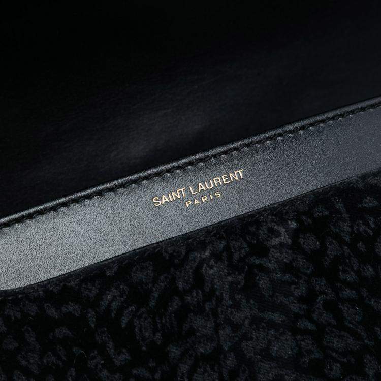 Pre Owned Saint Laurent Paris Black Small Velvet Solferino Satchel In Box
