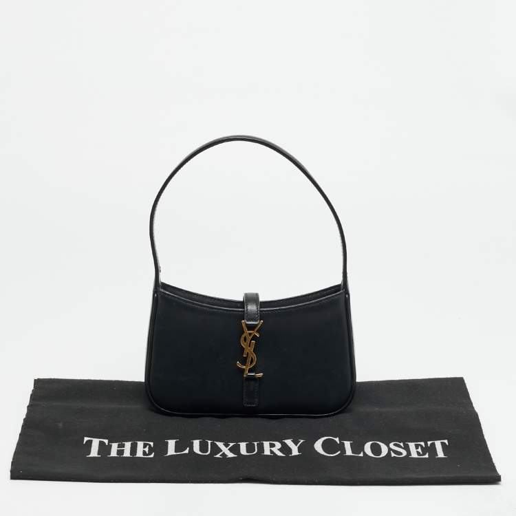 Pre Owned Saint Laurent LE 5 À 7 Mini Black Leather Hobo