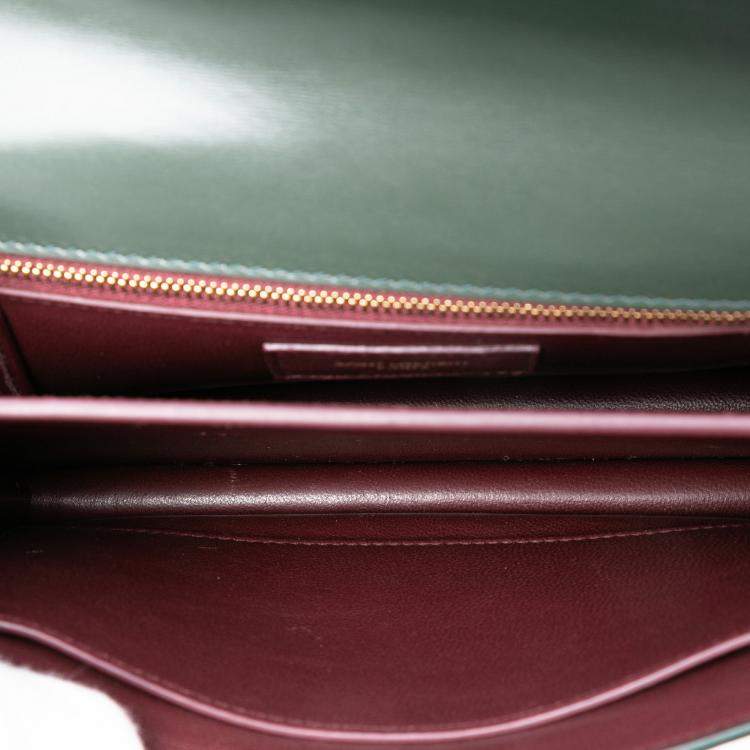 Pre Owned Saint Laurent Paris Green Smooth Calfskin Monogram Cassandra Clasp Bag