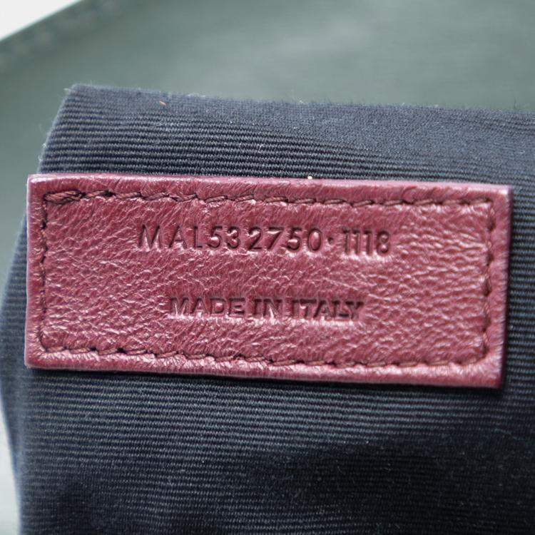 Pre Owned Saint Laurent Paris Green Smooth Calfskin Monogram Cassandra Clasp Bag