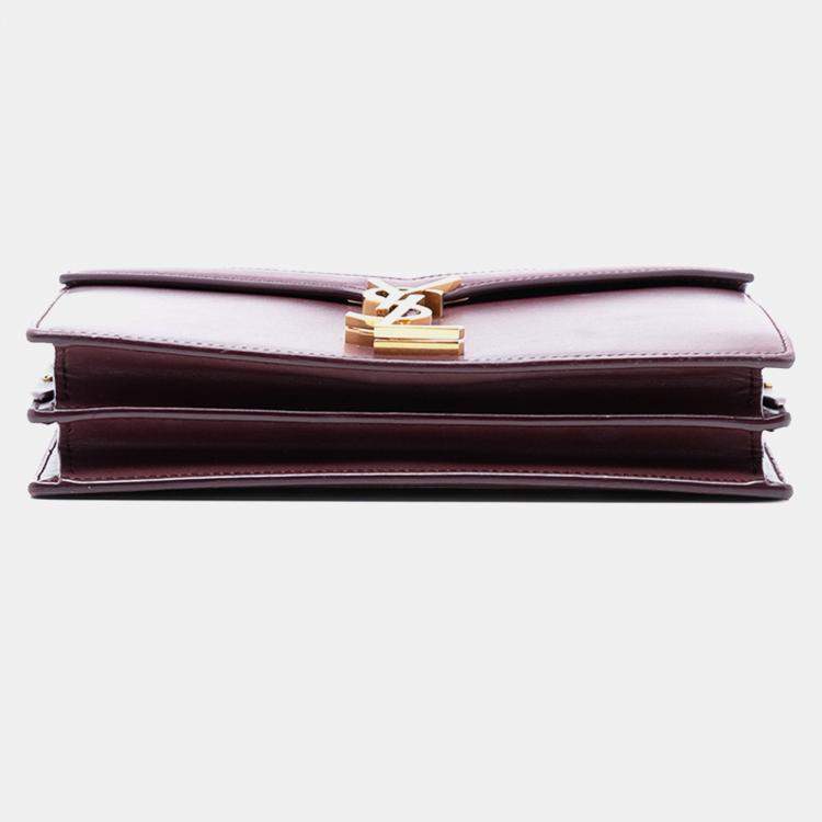 Pre Owned Saint Laurent Paris Red Smooth Calfskin Monogram Cassandra Clasp Bag