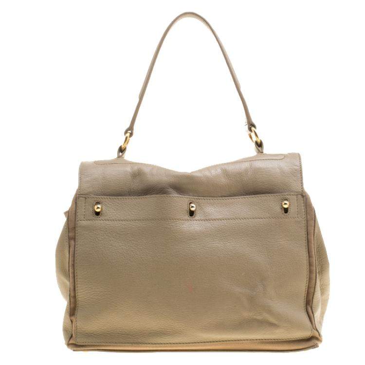 Pre Owned Yves Saint Laurent Beige Leather Medium Muse Two Satchel