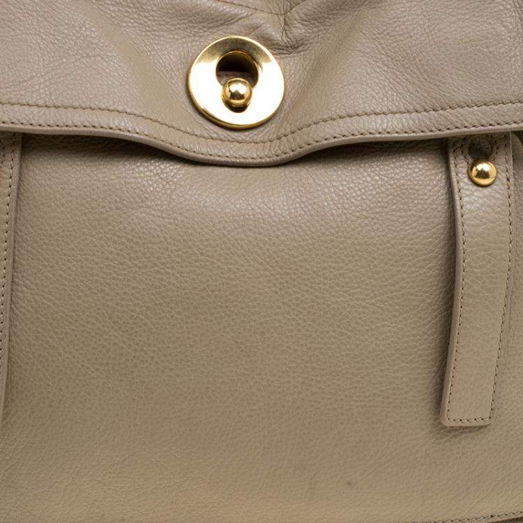 Pre Owned Yves Saint Laurent Beige Leather Medium Muse Two Satchel