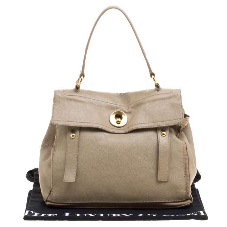 Pre Owned Yves Saint Laurent Beige Leather Medium Muse Two Satchel