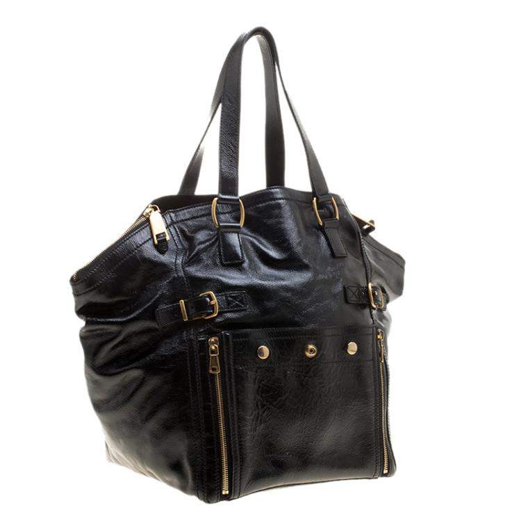 Pre Owned Yves Saint Laurent Black Patent Leather Medium Downtown Tote
