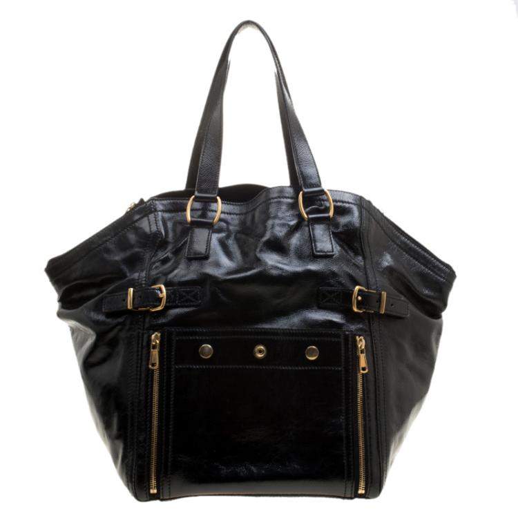 Pre Owned Yves Saint Laurent Black Patent Leather Medium Downtown Tote