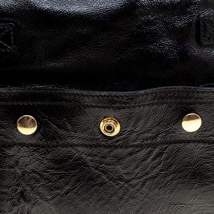 Pre Owned Yves Saint Laurent Black Patent Leather Medium Downtown Tote